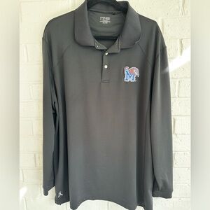 Ping Performance Black Long Sleeve Golf Polo Shirt Memphis Tigers Logo Size XXL
